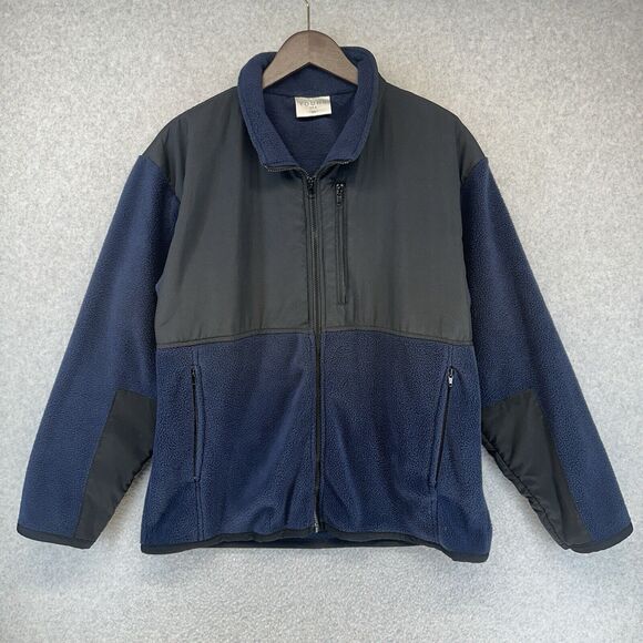 Young USA Other - Young USA Mens Fleece Jacket Lightweight Black Blue Full Zip Zippered Pockets M